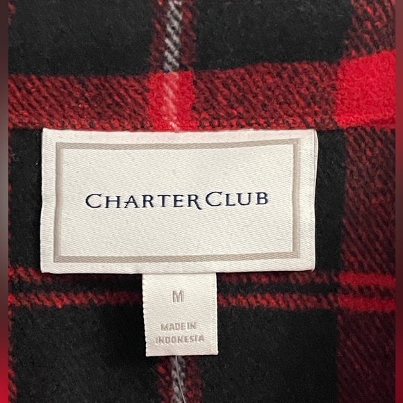 Charter Club Plaid Shirt Red and Black Jacket Shacket Size Medium - Picture 5 of 14